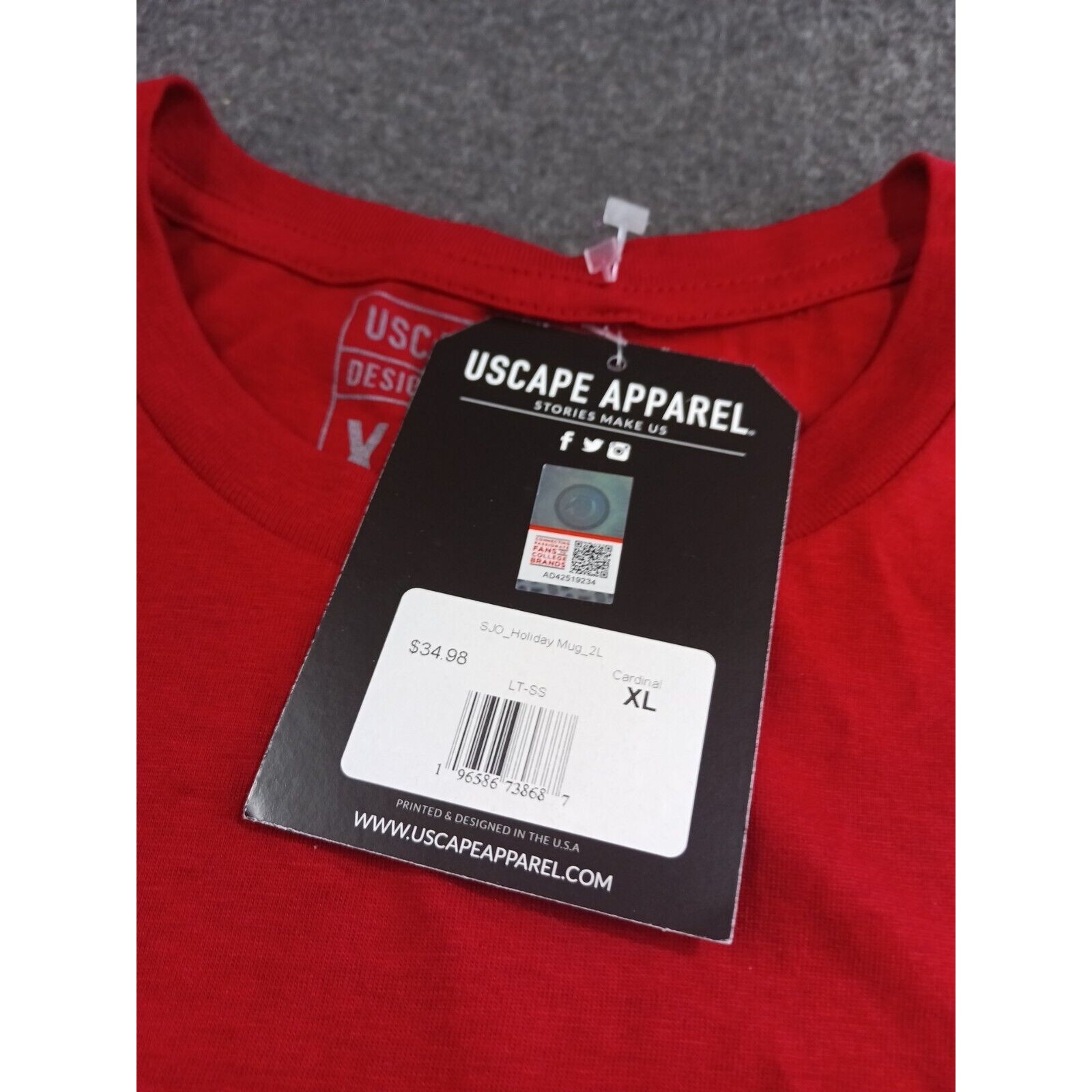 Uscape Apparel Saint Joseph's University Hot Cocoa Red Xl T-Shirt Dual Sides Nwt — image 6 of 8